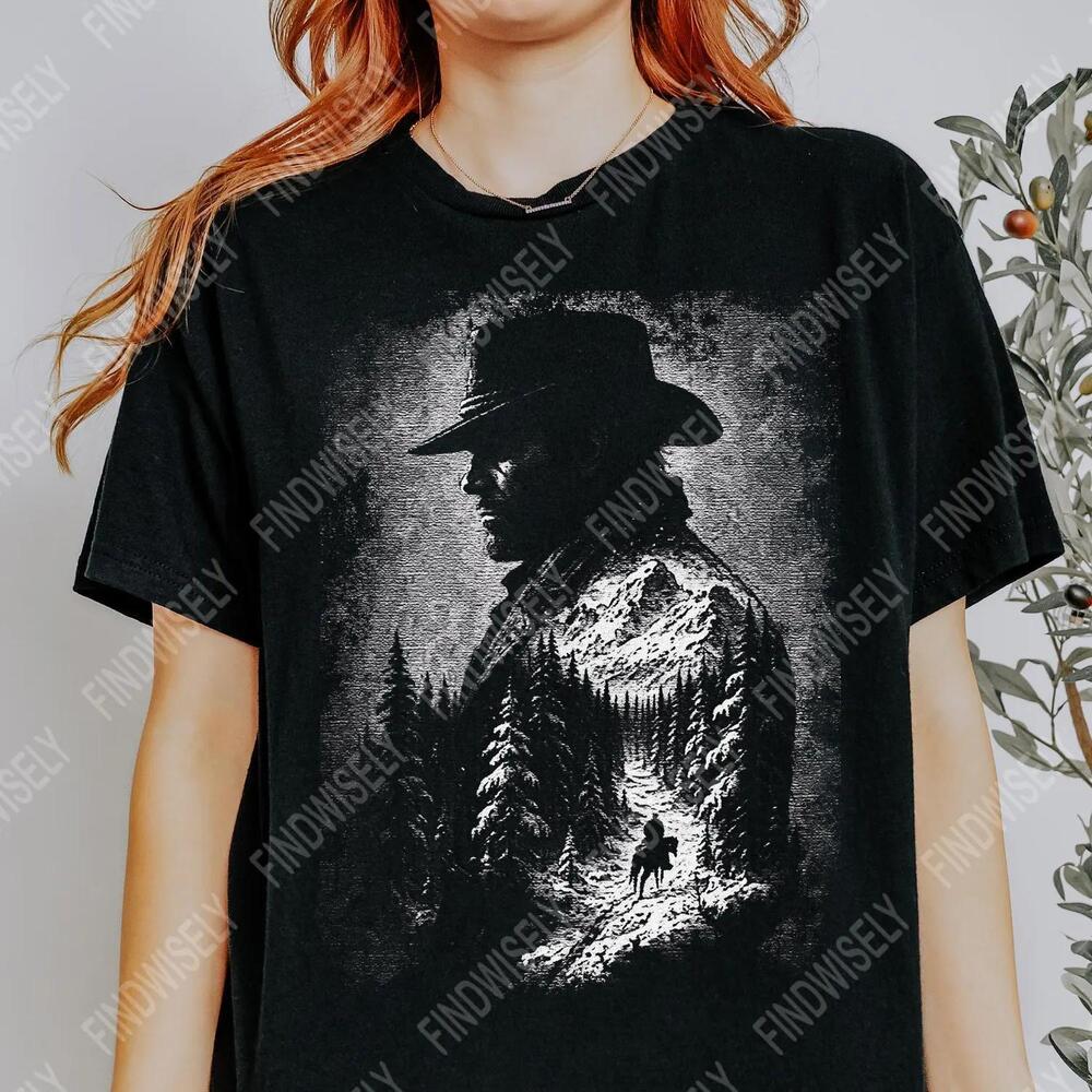 Retro 90S Arthur Morgan Cowboy Mountain T-Shirt